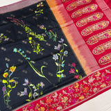 Black colour Pure Katan Silk Handwoven Banarasi Saree