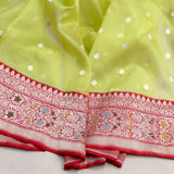 Pure kora Handwoven Banarasi saree