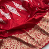 Red colour pure katan silk Handwoven banarasi saree
