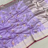 Lavender Color Katan Silk Handwoven Banarasi Saree