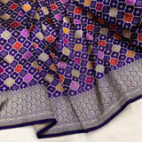 Purple colour pure katan silk Handwoven banarasi rangkat saree