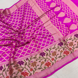 Pink Colour Chiffon Georgette Handwoven Banarasi Saree