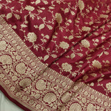 Brown colour pure katan silk handwoven banarasi saree