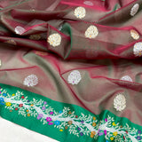 Dual sade pure kora Handwoven Banarasi saree