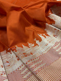Orange Color Pure Katan Silk Handwoven Banarasi Saree