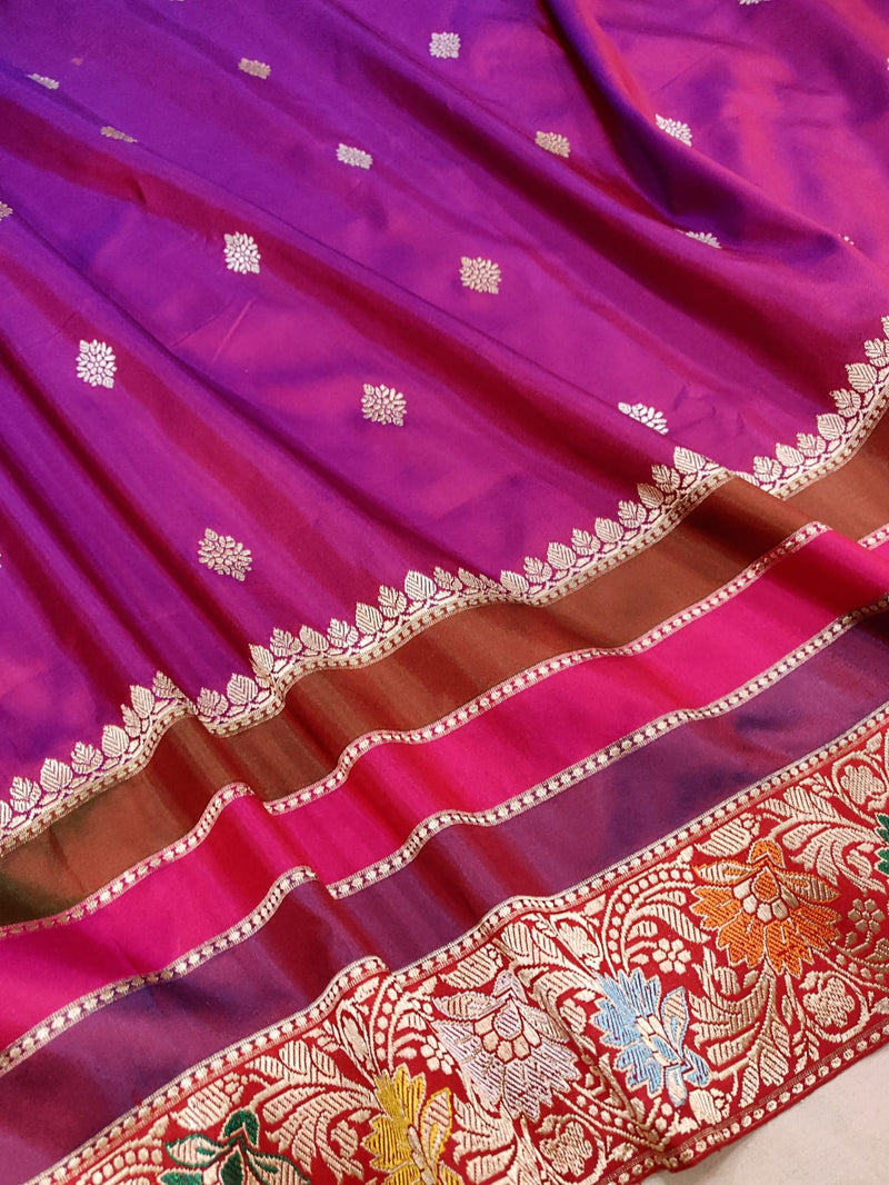 Dual Sade Pure Katan Silk Handwoven Banarasi Saree