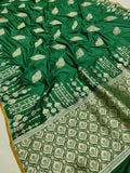 Dark green Colour Pure Katan Silk Handwoven Banarasi Saree