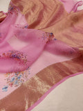 Pink colour Pure Kora Silk Handwoven Banarasi Saree