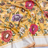 Fanta colour pure katan silk Handwoven banarasi saree