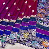 Dual shade pure katan silk Handwoven banarasi saree