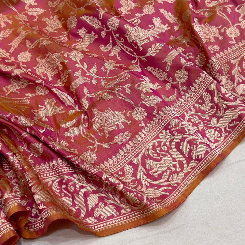 Pure katan silk  Handwoven banarasi kadwa jungla saree
