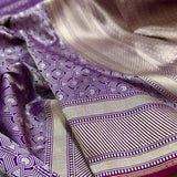 Purple colour pure katan silk Handwoven banarasi saree