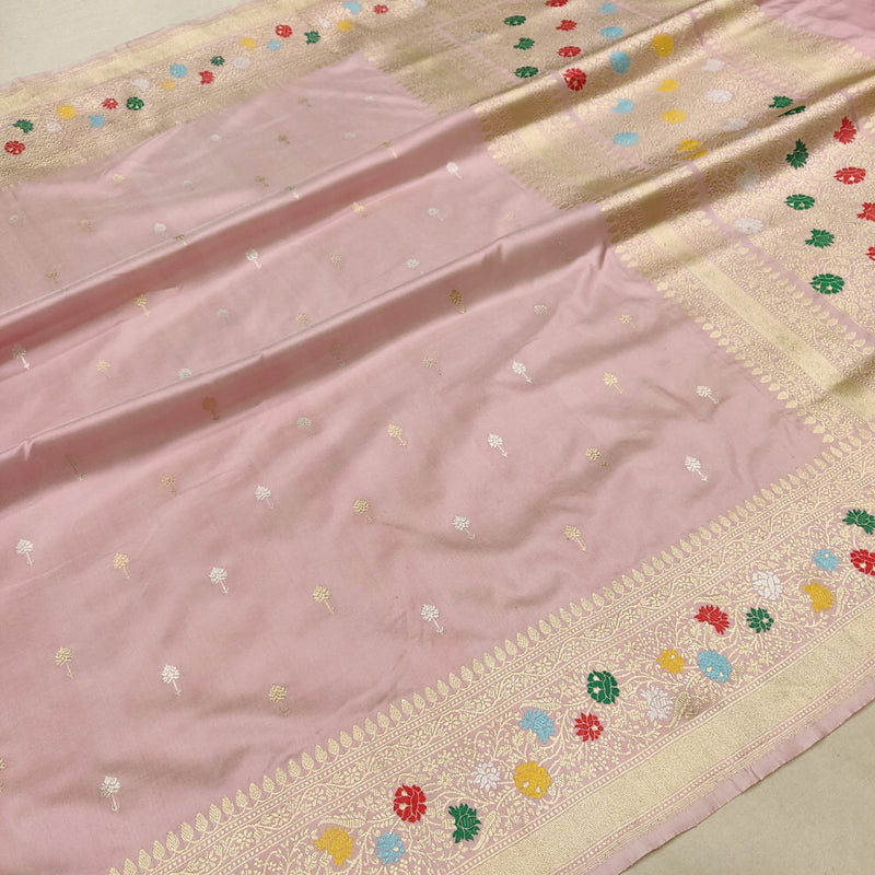 Light pink Colour Pure Katan Silk Handwoven Banarasi Saree