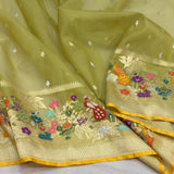 Pure Kora handwoven Banarasi saree