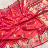 Dual shade pure katan silk Handwoven banarasi saree