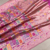 Lavender colour pure katan silk handwoven banarasi rangkat saree
