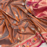 Dual shade pure katan silk Handwoven banarasi saree