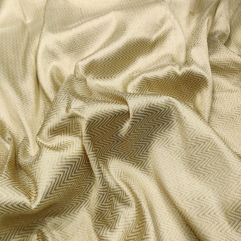 Off white colour Pure Katan Silk Banarasi Fabric