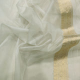 White colour Pure Kora Silk Handwoven Banarasi Saree