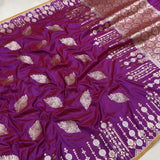 Magenta colour pure katan silk handwoven banarasi saree