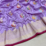 Lavender Color Katan Silk Handwoven Banarasi Saree