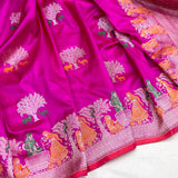 Rani pink colour pure katan silk handwoven banarasi saree
