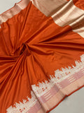 Orange Color Pure Katan Silk Handwoven Banarasi Saree