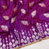 Magenta colour pure katan silk handwoven banarasi saree