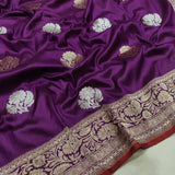 Purple Colour Pure Katan Silk Handwoven Banarasi Saree