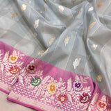 Pure kora Handwoven Banarasi saree