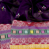 Purple colour pure kora handwoven banarasi saree