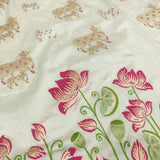 White colour pure katan silk Handwoven banarasi saree