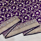 Purple colour pure katan silk Handwoven banarasi saree