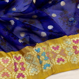 Multicolour Pure kora digital print handwoven banarasi saree