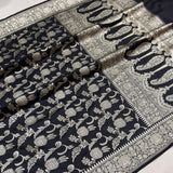 Black colour pure katan silk Handwoven banarasi saree