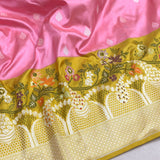 Prink colour pure katan saree handwoven banarasi saree