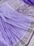 Lavender colour pure katan silk handwoven banarasi saree