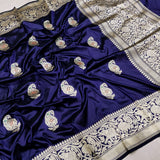 Nevy Blue Pure Katan Silk Banarasi Saree