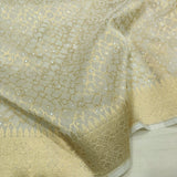 White colour Pure Kora Silk Handwoven Banarasi Saree