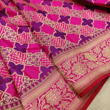 Pink colour Pure Katan silk handwoven banarasi saree