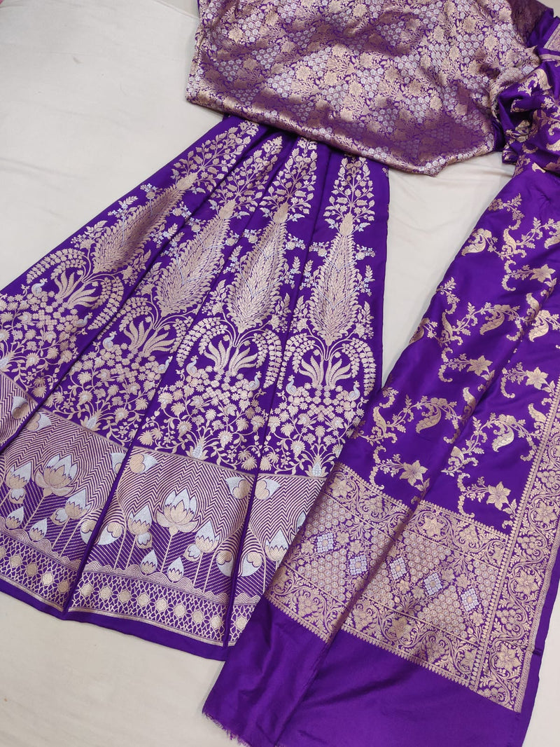 Purple Color Banarasi Katan Silk Lehenga