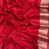 Red colour pure katan silk Handwoven banarasi saree