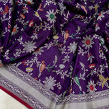 Purple colour pure katan silk Handwoven banarasi saree