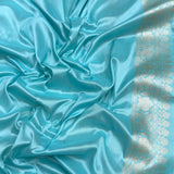 Sky Blue colour pure katan silk Handwoven banarasi saree