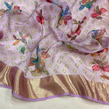 Multicolour pure kora handwoven banarasi saree