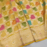Yellow colour Pure katan silk Handwoven banarasi saree