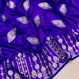 Royal blue dual shade pure katan silk Handwoven banarasi saree