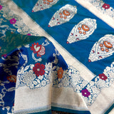 Dual shade pure katan silk Handwoven banarasi saree