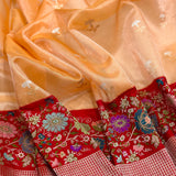 Peach colour pure tissue Handwoven Banarasi saree