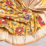 Fanta colour pure katan silk Handwoven banarasi saree